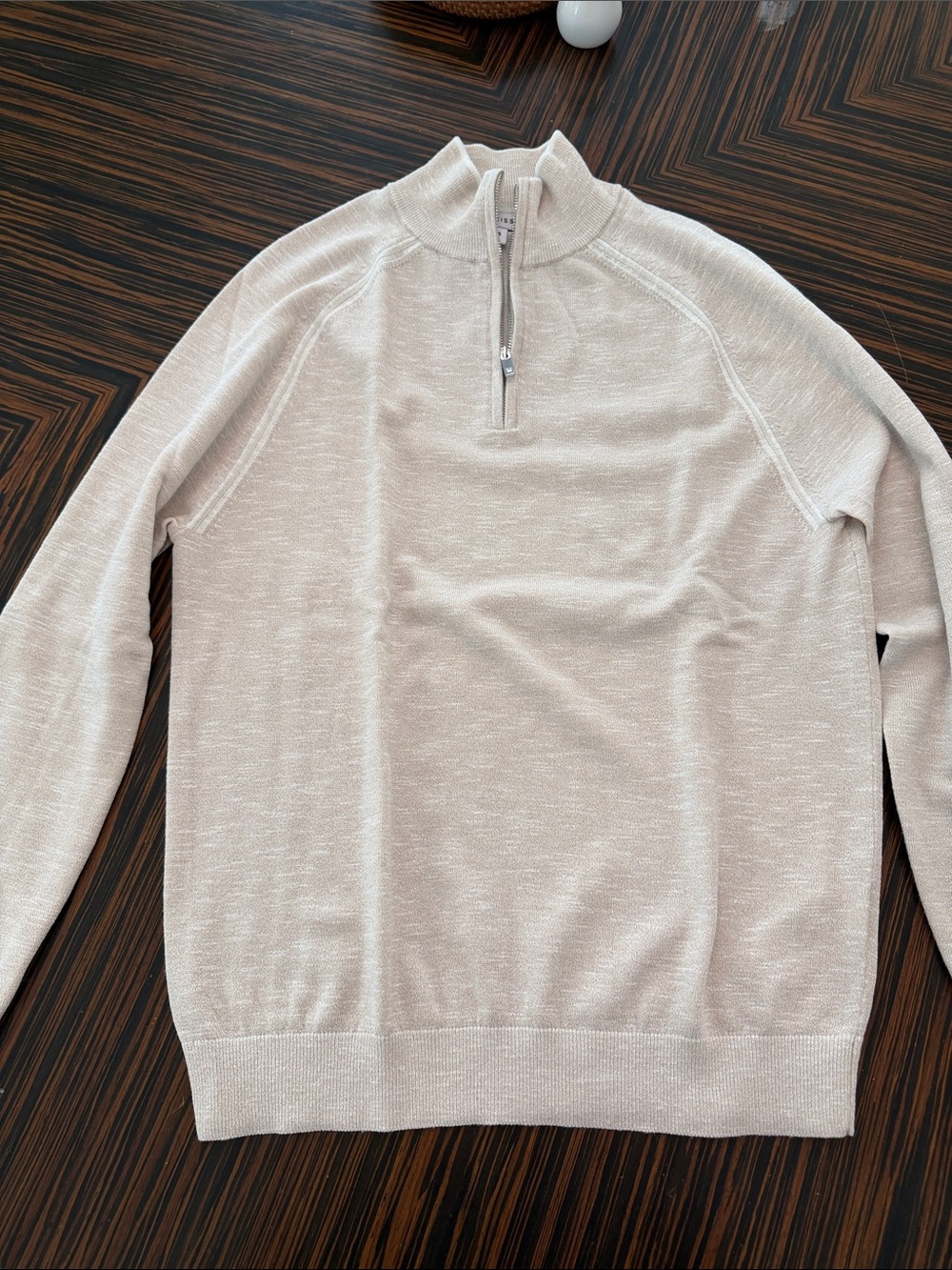 Reiss Men's Quarter-Zip Sweater in Light Beige